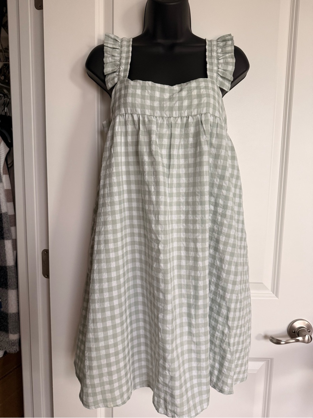 mittoshop Light Sage Green Gingham Dress
